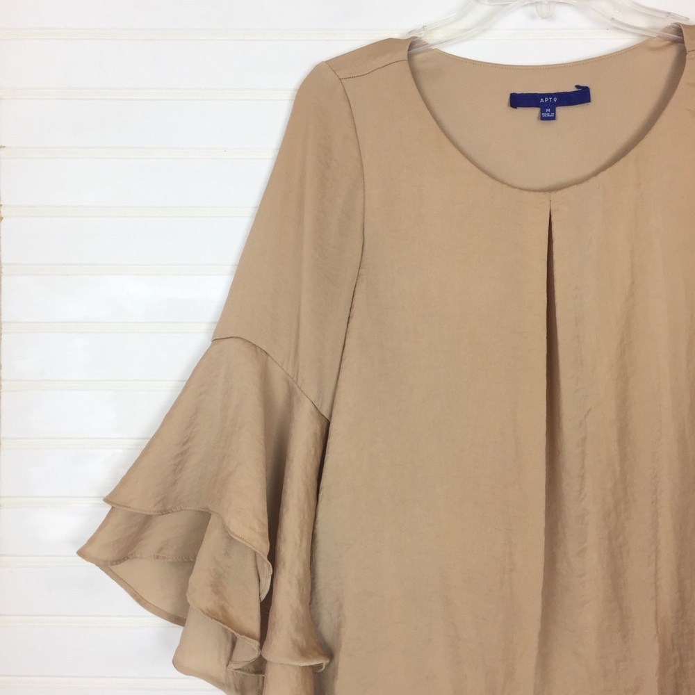 Apt 9 Tan Bell Sleeve Blouse size Medium M